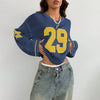 Y2K Style Sports Jersey Women'S Knitted Tops Fashionable Digital Printed round Neck Long Sleeve Jumper 2025 Summer Street Trend