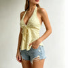 "Women'S Summer V-Neck Lace up Exposed Neck and Backless Casual Vacation Easter Beach Clothing Hawaii Coachella Music Fes"