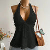 "Women'S Summer V-Neck Lace up Exposed Neck and Backless Casual Vacation Easter Beach Clothing Hawaii Coachella Music Fes"