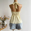 "Women'S Summer V-Neck Lace up Exposed Neck and Backless Casual Vacation Easter Beach Clothing Hawaii Coachella Music Fes"