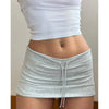 Women Summer Vintage Aesthetic Mini Skirts Solid Low Waist Drawstring Bodycon Bottoms Basic Going Out Short Skirts Streetwear